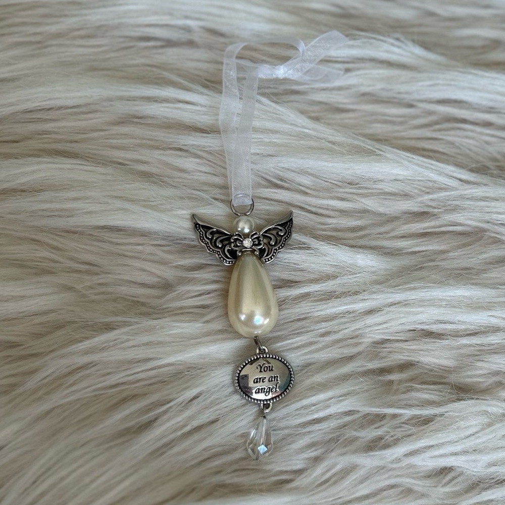 Angel Ornament with Pearl and Silver Accents